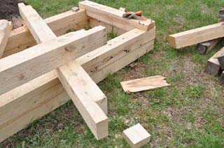 Constructing Raised beds from rough cut 6x6 lumber.