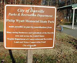 Phillip Wyatt Memorial Skate Park Sign